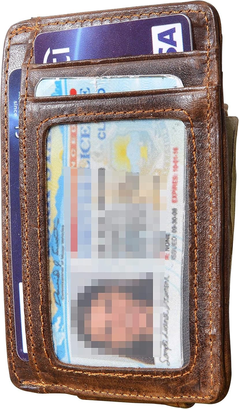 HOPSOOKEN Money Clip RFID Front Pocket Wallet Men Leather Slim Minimalist Wallet