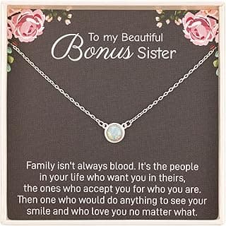 RareLove Sister in Law Christmas Gifts,Gifts for Sister in Law,925 Sterling Silver White Opal Necklace for Unbiological Bonus Sisters Gift,Wedding,Thank You,Bridesmaid,Bridal Shower Gift