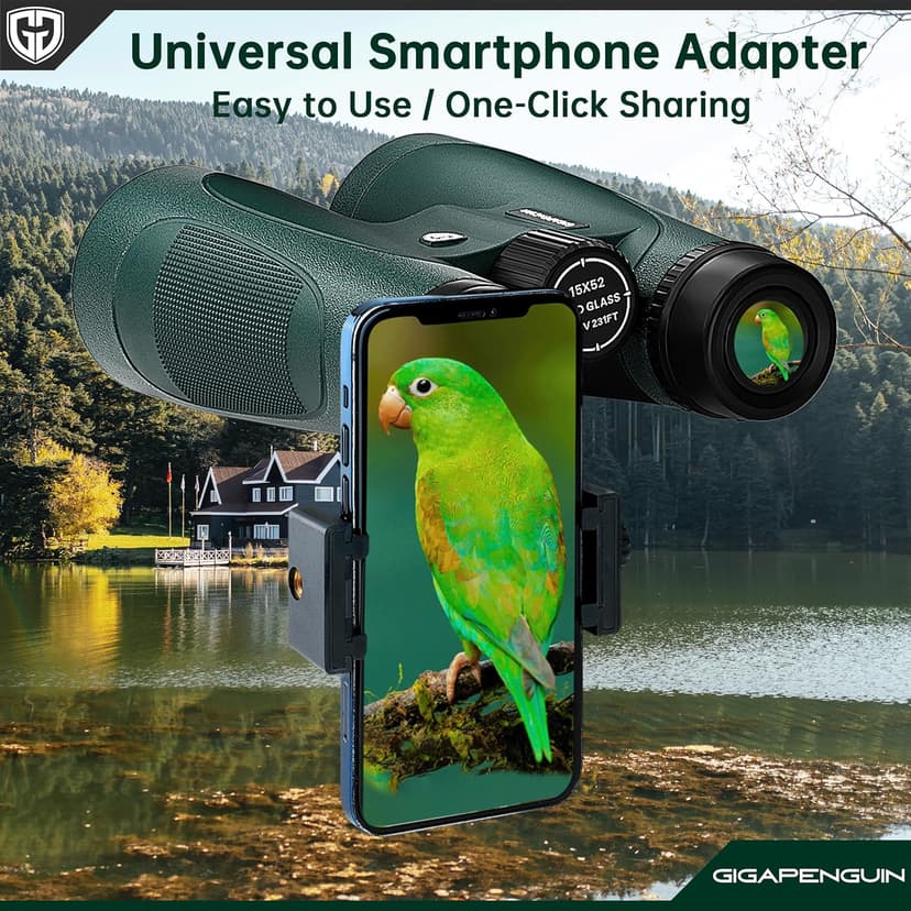 15x52 HD Binoculars for Adults High Powered with Upgraded Phone Adapter - Large View Binoculars with Clear Low Light Vision - Lightweight Waterproof Binocular for Bird Watching Travel Hunting Cruise