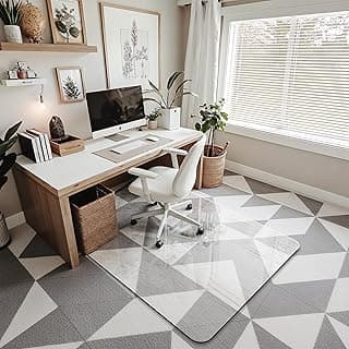 Office Chair Mat for Carpet & Hardwood, Upgraded 36" x 48" Dual Use Tempered Glass Chair Mat for Chair and Footrest Under Desk