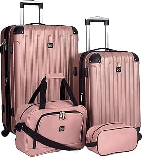 Travelers Club Midtown Hardside 4-Piece Luggage Travel Set, Rose Gold