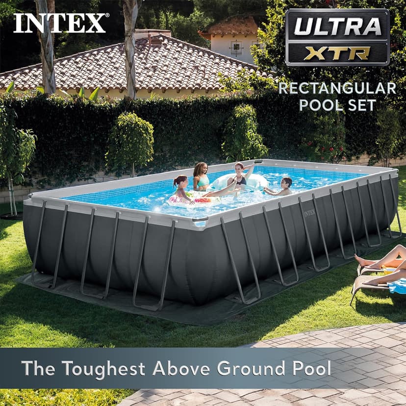 Intex 26363EH Ultra XTR Deluxe Rectangular Above Ground Swimming Pool Set: 24ft x 12ft x 52in – Includes 2100 GPH Sand Filter Pump – Easy Assembly