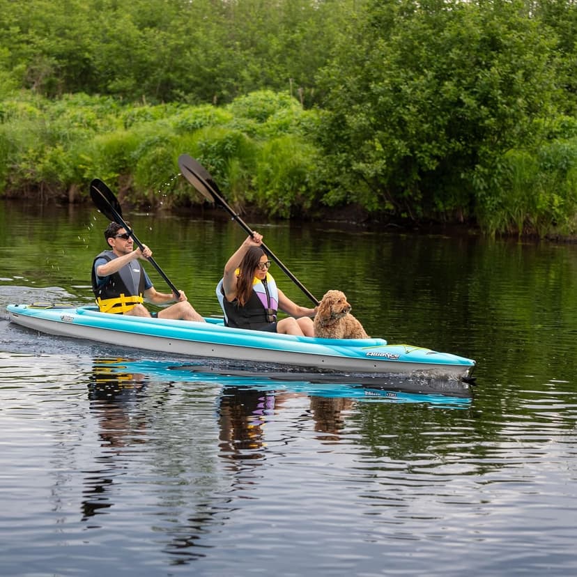 Pelican Alliance 136T - Recreational Sit in Kayak - Fade Turquoise White - Lightweight Patented Ram-X™ Material -Ergobreeze™/Ergoform - 13 ft
