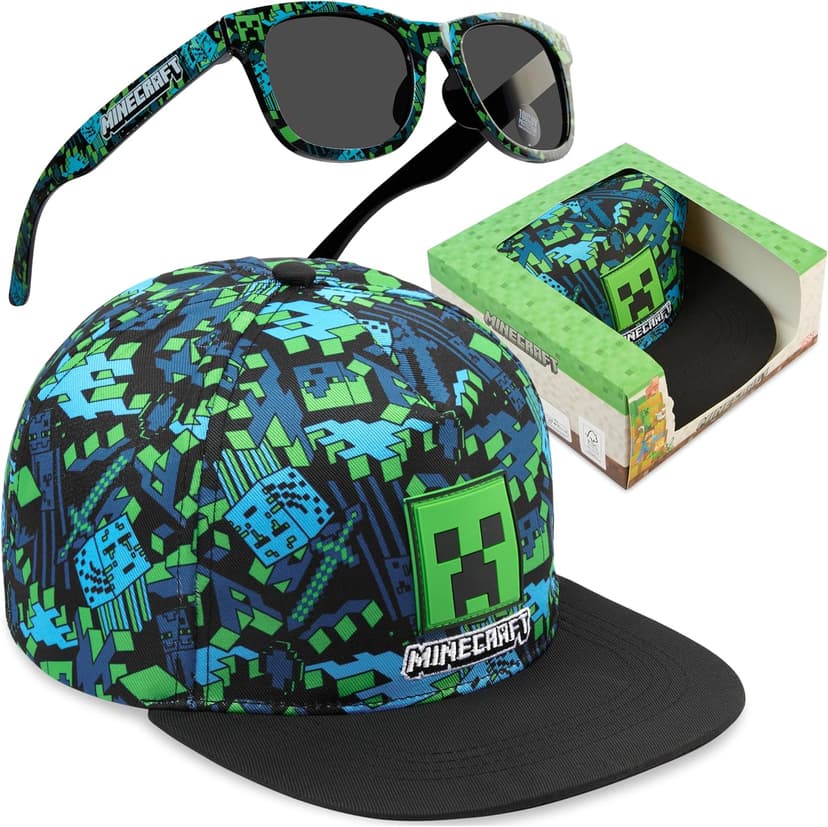 Spongebob | Minecraft | Fortnite | Super Mario | Kids Baseball Cap & Sunglasses with UV Protection, Gifts for Boys