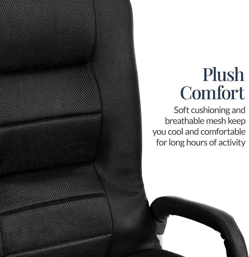 Best Choice Products Swivel Gaming Chair 360 Degree Multipurpose Floor Chair Rocker for TV, Reading, Playing Video Games w/Lumbar Support, Armrest Handles, Adjustable Foldable Backrest - Black/Black