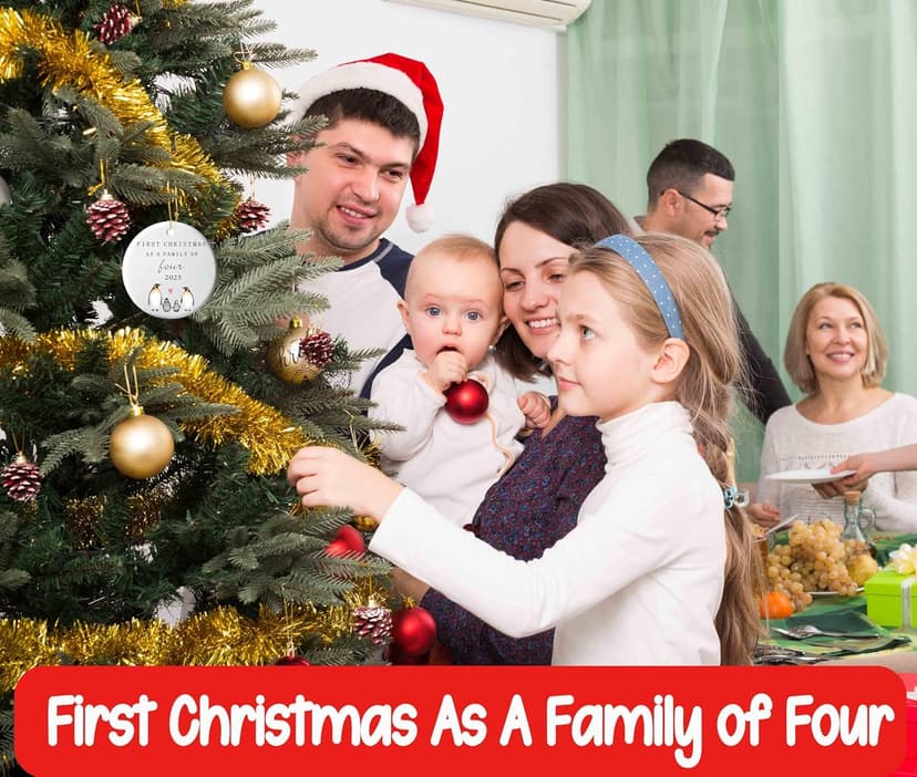 New Baby 2025 Christmas Ornament Gift-Christmas Tree Decor-First Christmas As a Family of Four-New Parents Gift-New Mom New Dad-Baby Present Shower Newborn-Second Child Present