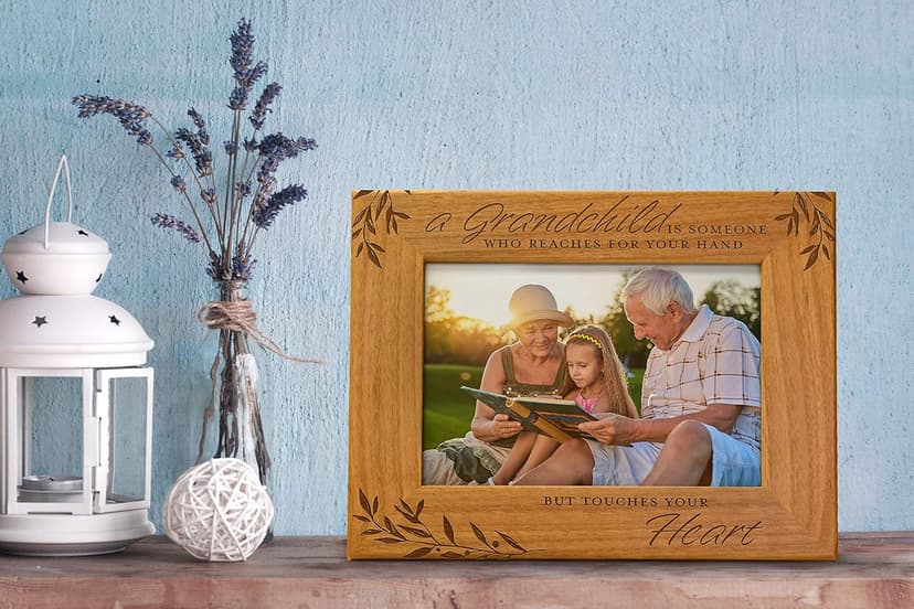 CEDAR CRATE MARKET Grandparent Gifts, Grandparent Picture Frame - Laser Engraved Natural Alder Wood Horizontal Photo Frame, Easel Back, Wall Mount Fits 5x7 Horizontal Portrait Sentimental Gift