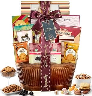 Bereavement care package with snacks for loss of a loved one, funeral, or condolences delivery. Kosher shiva. Broadway Basketeers Sympathy Gift Basket Sharing Your Heartfelt Condolences B0FCNWQ2R2