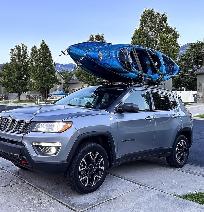 Taelakeni 2 Pairs Kayak Carrier Racks, Universal Cars Kayak Roof J Bar Rack (1 Pair) (1 Pair) (2 Pairs with 10ft S-Hook)