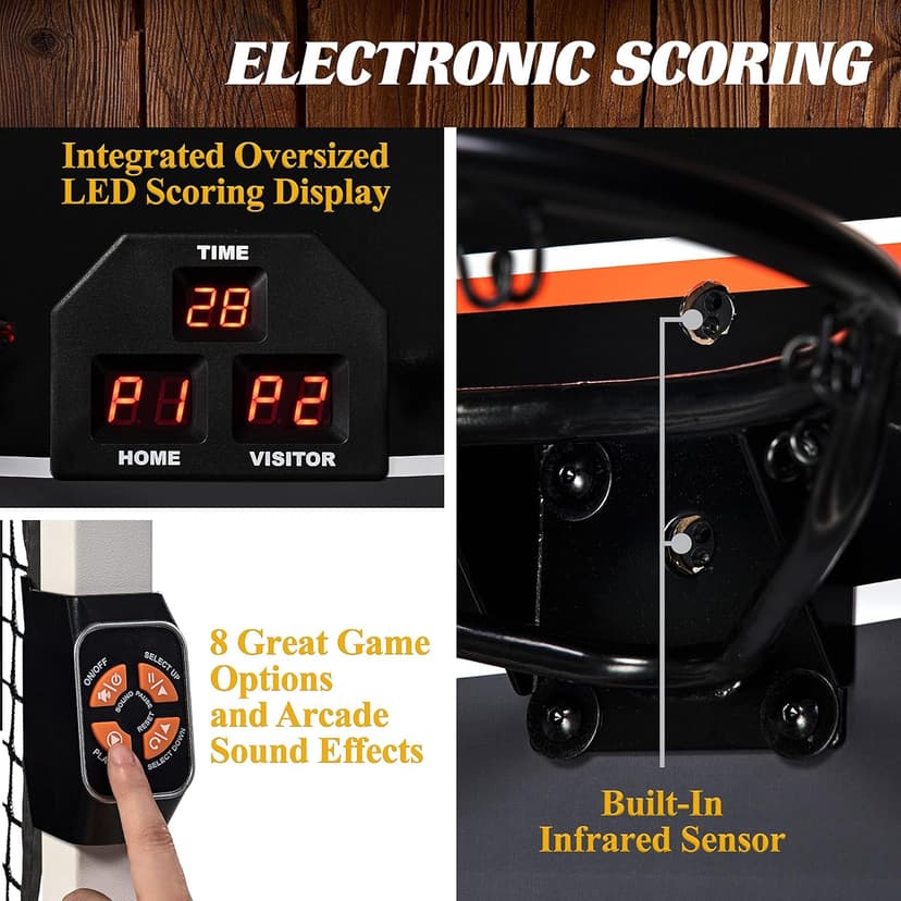 Barrington Urban Arcade Basketball Game Indoor Dual Shot, 6 Balls Included, Pop Off with The Perfect Indoor Electronic Basketball Game