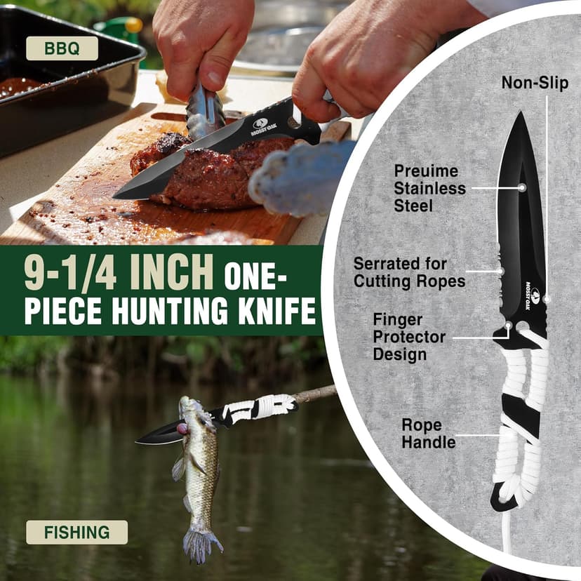 Mossy Oak Hatchet and Machete Knife Set with Sheath, One-Piece Axe & Hunting Knives with Paracord Handle, Zoomable Flashlight, Many Other Tools, Ideal Gift for Men Who Likes Hunting Outdoor Adventure