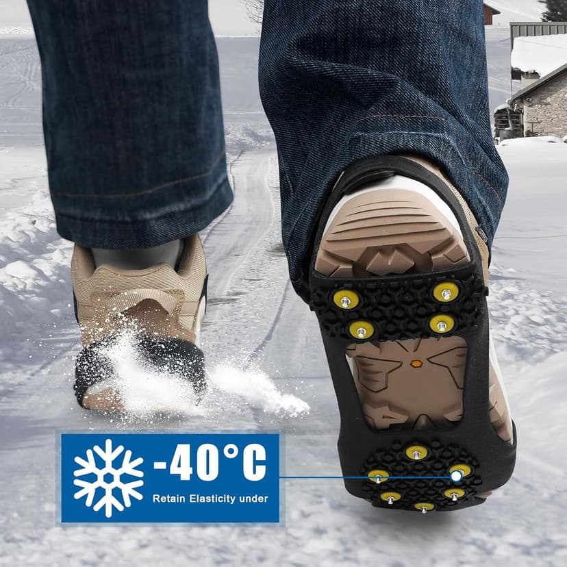 AGOOL Ice Cleats Snow Traction Cleats Crampons for Shoe and Boots Non-Slip Overshoe for Walking on Snow and Ice Rubber Walking Cleats Anti Slip Crampons