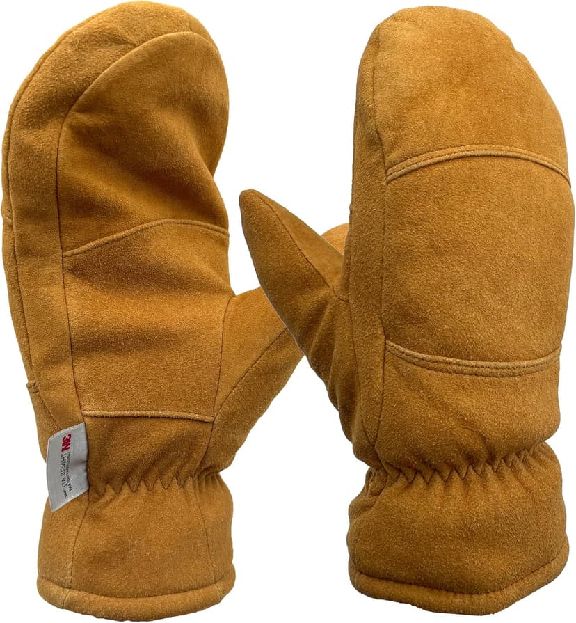 SKYDEER Premium Full Deerskin Suede Leather Soft Winter Mittens, Extra Warm 100G 3M Thinsulate, Thermal Insulated (SD3671M)