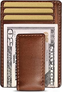 House of Jack Co. Carryall Slim Money Clip Wallet for Men, Strong Magnetic Clip, Front Pocket Wallet Card Holder With Gift Box, Full Grain Cowhide Leather,Tan