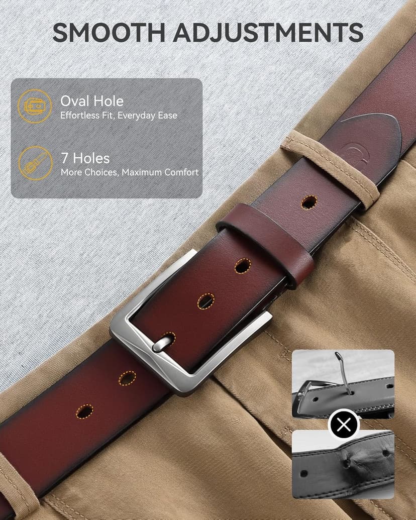 CHAOREN 1.5" Mens Belts Leather - Italian Full Grain Leather Belts - Ideal for Casul Jeans & Work Wear
