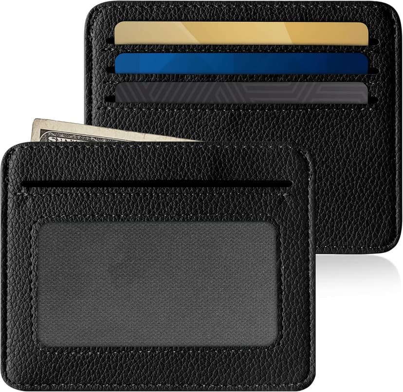Mayski Credit Card Holder for Women Minimalist Wallet, RFID Blocking Wallets Card Cases, Small Wallets with ID Window for Women Men, Black