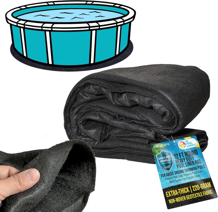 U.S. Pool Supply Ground Shield 12-Foot Round Heavy Duty Pool Liner Pad for Above Ground Swimming Pools - Protects Pool Liner, Prevents Punctures, Weed Barrier, Eco-Friendly Fabric - Extends Liner Life