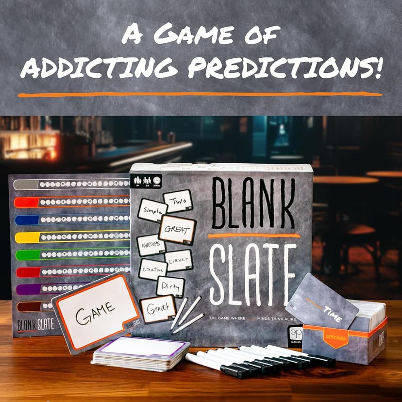 USAOPOLY BLANK SLATE, Where Great Minds Think Alike, Fun Family-Friendly Board Game, Word Association Party Game, Easy to Learn, Fun to Play Family Game Night, 3-8 Players, Ages 8+