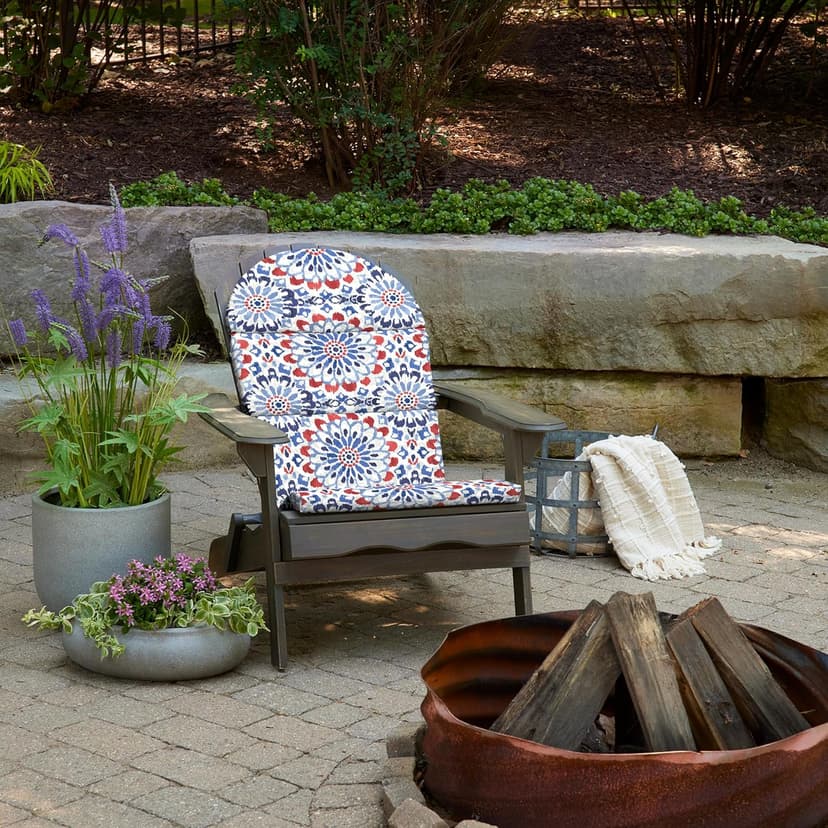Arden Outdoor Foam Adirondack Cushion, 2 Pack, 21.5 x 19, Water Repellent, Fade Resistant, Foam Cushion for Adirondack Chairs Clark Blue