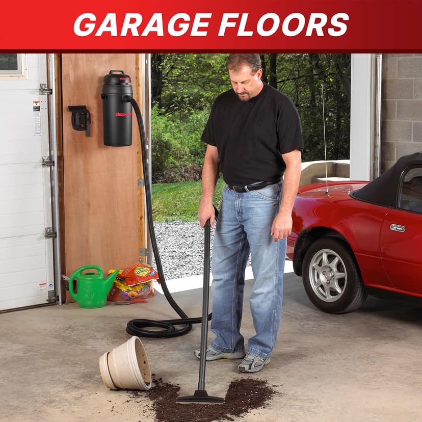 Shop-Vac 9522205 5 Gallon 5.5 Peak HP Hangup Wet/Dry Vacuum, 1.25 Inch Diameter x 18 Foot Hose, 6 Foot Cord, Wall Mount Included, Ideal for Garage, Workshop & Home