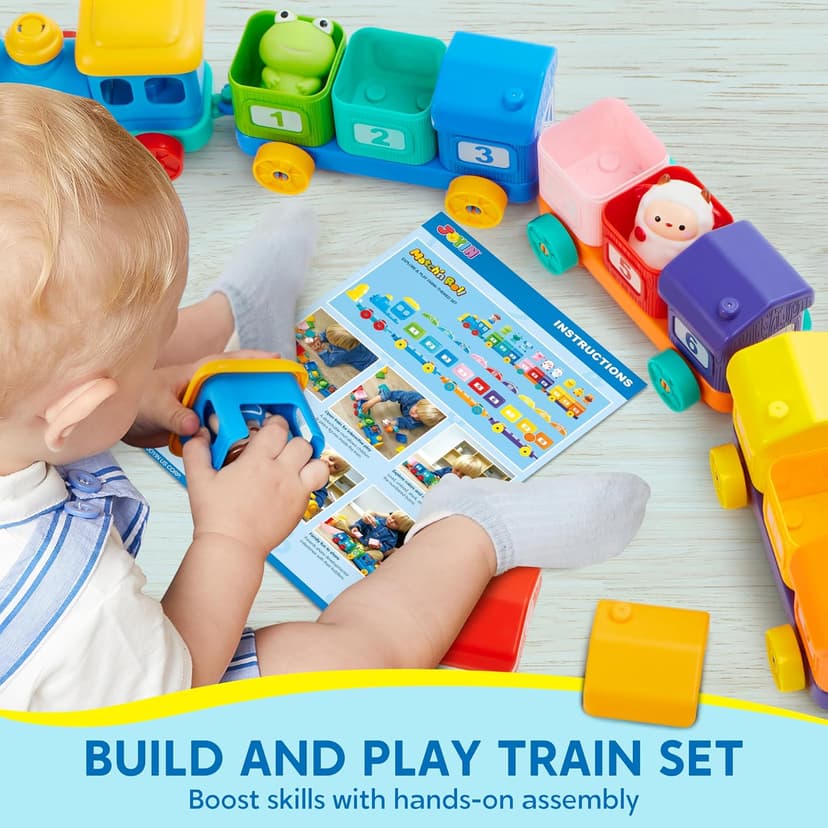 Play-Act Learning Toys for 1 2 3 Years Old, Counting, Matching & Sorting Montessori Learning Farm Train Including 9 Farm Animals, Birthday Gift for Baby Boys Girls B0CYT85XT6