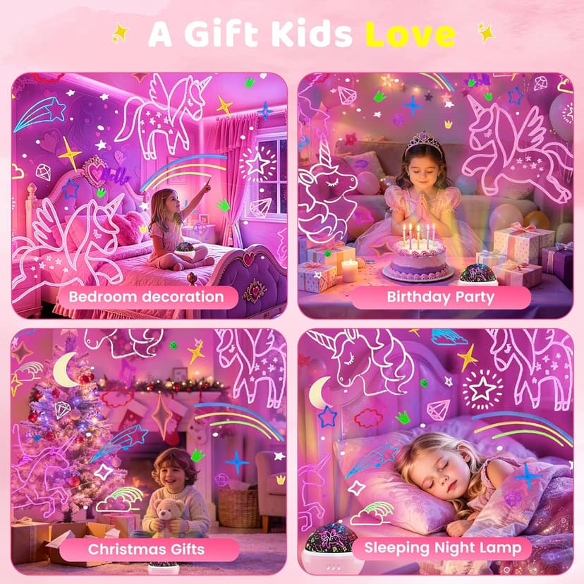 MINGKIDS Unicorn Toys Night Light for Toddler Girls,Unicorn Gifts Age 6-8,Unicorns and Starry Night Light Projector for Kids, Birthday Gift for 3-10 Year Olds Girls B08RHYX8CV