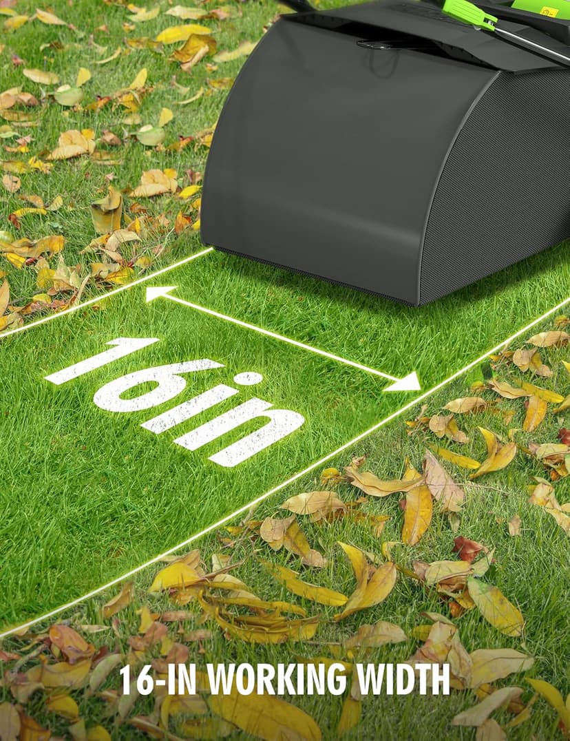 SWIPESMITH 16” Artificial Turf Vacuum,1800w Grass Sweeper 15 Amp Lawn Sweeper Yard Power Brush with 45L Removable Leaf Collection Bag, Quick-Fold, Keeps Clear Sweepy Box