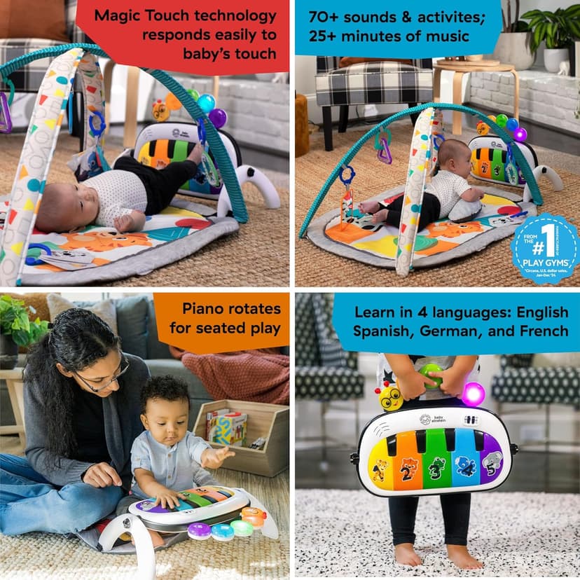 Baby Einstein 4-in-1 Kickin' Tunes Music and Language Play Gym and Piano Tummy Time Activity Mat