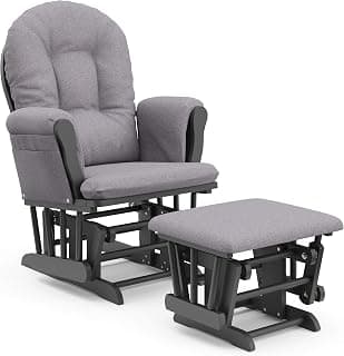 Storkcraft Premium Hoop Glider & Ottoman (Gray/Gray Swirl) — GREENGUARD Gold Certified Nursery Glider, Solid Wood Craftsmanship, Smooth-Gliding Nursery Chair and Ottoman, Award-Winning
