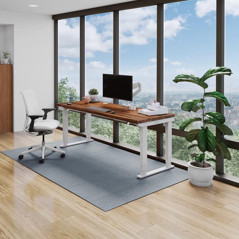 UPLIFT DESK Bamboo (60 x 30 inch) Electric Standing Desk V2-Commercial (Gray) 4-Leg Adjustable Stand Up Desk, Advanced Keypad, Wire Grommets, Wire Management Tray, Bamboo Rocker-X Board