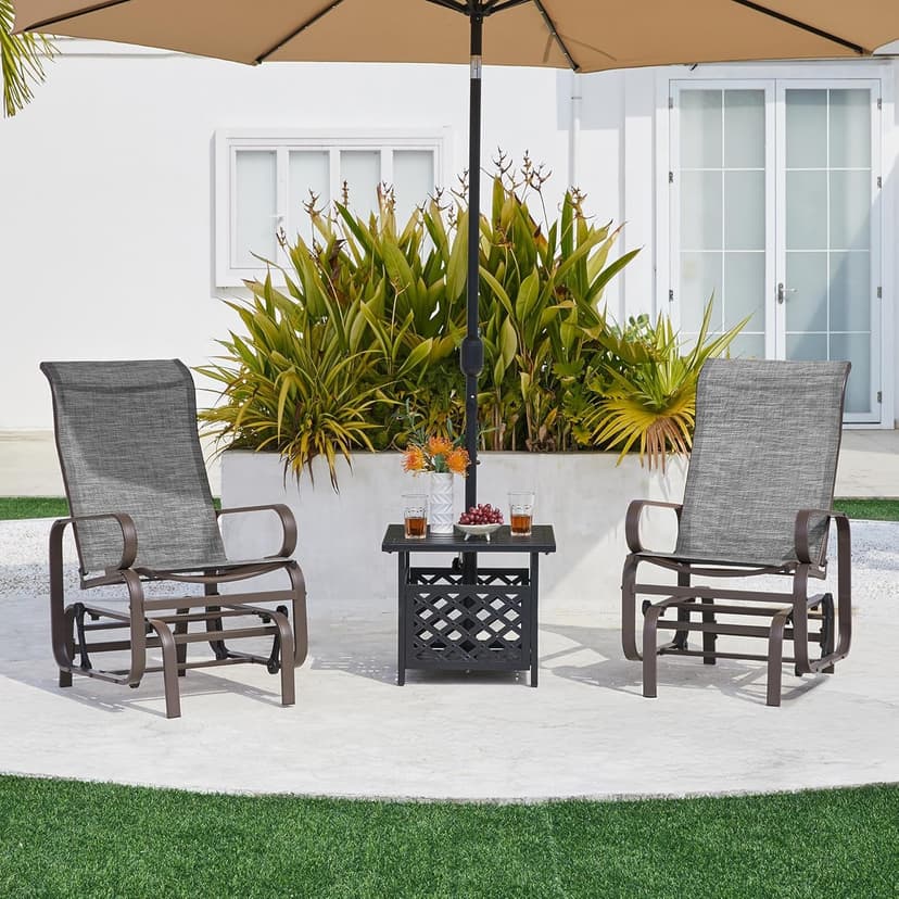 Yaheetech Outdoor Patio Glider, Rocking Lounge Chair with Sling Fabric and Steel Construction for Porch Patio Balcony Set of 2