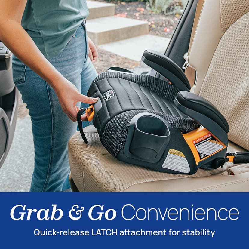 Chicco GoFit ClearTex Plus Backless Booster Car Seat, Latch Attachment, Quick-Release Latch Removal, Portable Car Booster Seat for Children at Least 4 Years Old and 40-110 lbs | Obsidian/Black