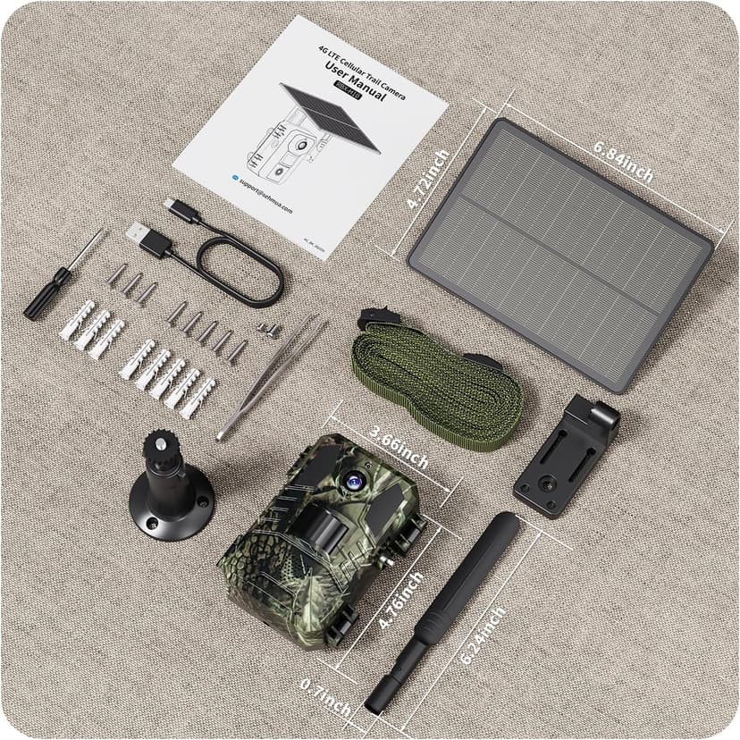 SEHMUA 4G LTE Cellular Trail Cameras 3rd Gen with Live Streaming, Game Camera Built-in SIM Card with Motion Activated 0.2s Trigger Time Solar Trail Camera IP66 Waterproof