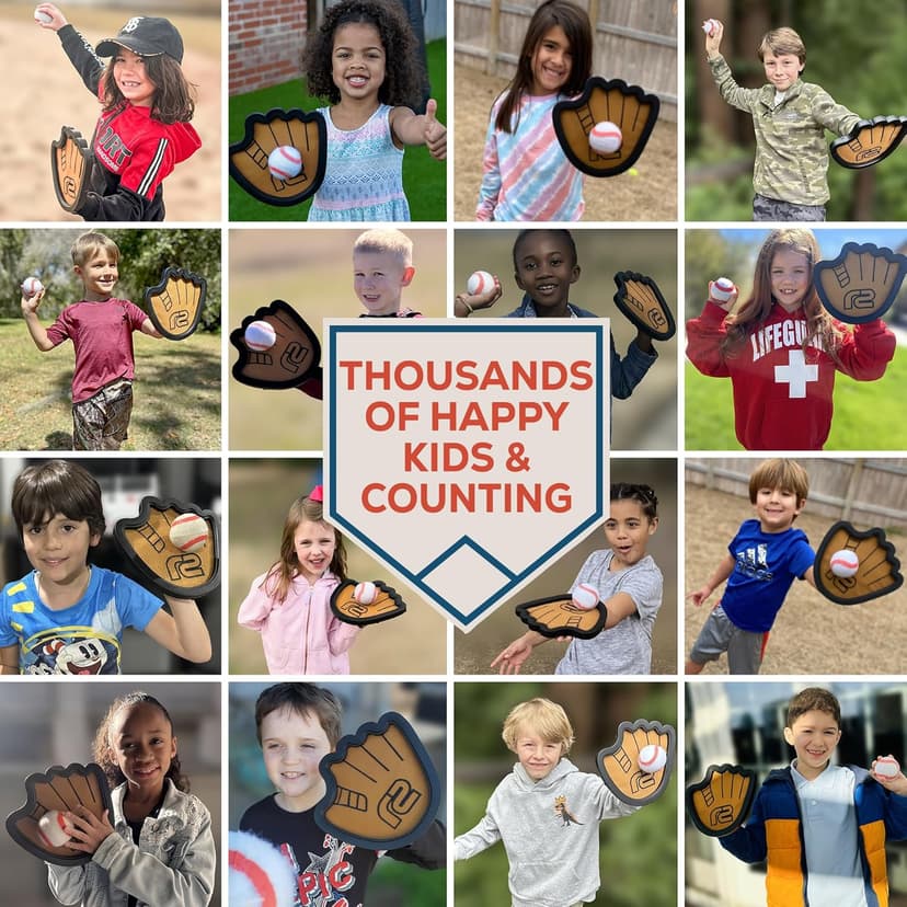 Toss and Catch Ball Game Set - Easy to Use Sticky Balls & Beginner Baseball Training Glove - Premium Toy Paddle Fits All Hand Sizes From Toddlers to Teens & Adults - Fun Gift Idea for Boys and Girls