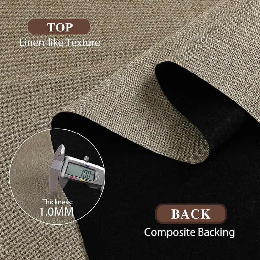 OTOEZ Faux Linen Fabric by The Yard, 58" W 1mm Thicken Upholstery Fabric Durable Faux Linen Type Cloth Upholstery Material for Sofa, Chair, Seat Repair & DIY Projects (Light Coffee, 1 Yard 58x36 Inch)