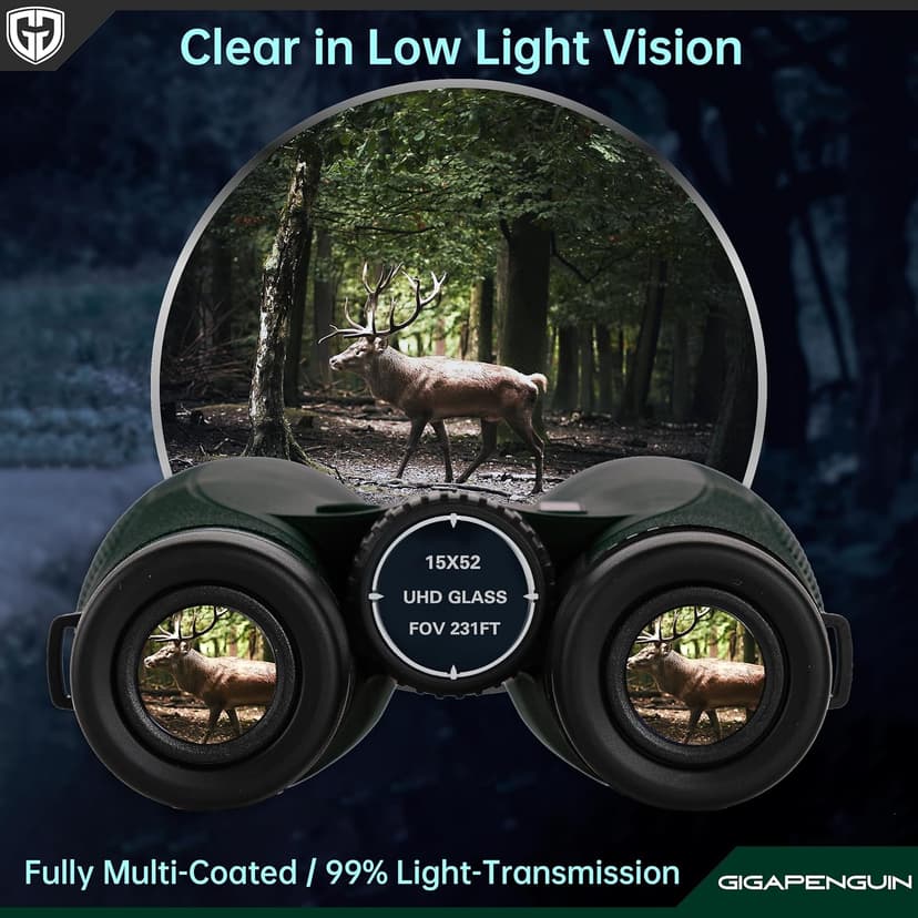 15x52 HD Binoculars for Adults High Powered with Upgraded Phone Adapter - Large View Binoculars with Clear Low Light Vision - Lightweight Waterproof Binocular for Bird Watching Travel Hunting Cruise