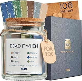 BLIEVE BLIEVE- Bible Verse Jar, Read Me When Bible Verses Jar For Daily Encouragement, Inspirational Prayer & Reflection, Christian Gifts For Women and Men, Religious Graduation Gifts (Men)