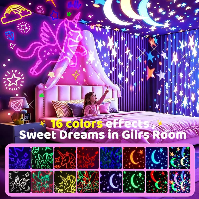 MINGKIDS Unicorn Toys Night Light for Toddler Girls,Unicorn Gifts Age 6-8,Unicorns and Starry Night Light Projector for Kids, Birthday Gift for 3-10 Year Olds Girls B08RHYX8CV