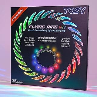 TOSY Flying Ring - 36 RGB Multicolor or 12 Monocolor LEDs, Super Bright, Lost Mode, Auto Light Up, Christmas Stocking Stuffers Gift for Kid/Teen/Boy/Girl, Safe, Waterproof, Pool/Beach/Camping Toy