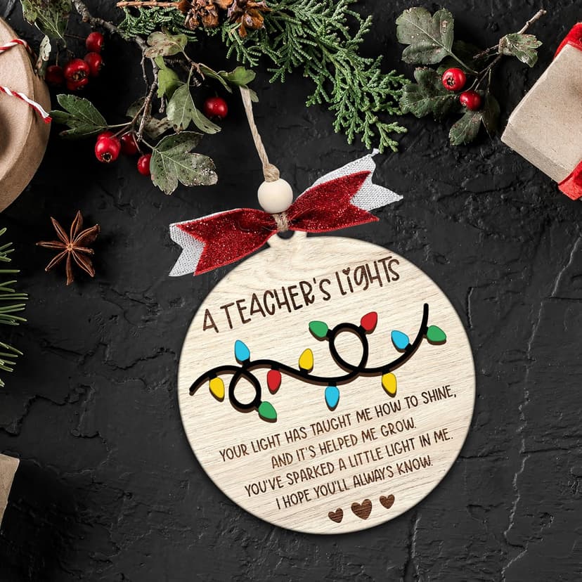 Heartfelt teacher Christmas ornament. A thoughtful thank you gift for teachers that shines with appreciation. Ready to hang. Teacher Christmas Ornaments – Best Merry for Teachers (B48) B0D9GZF921