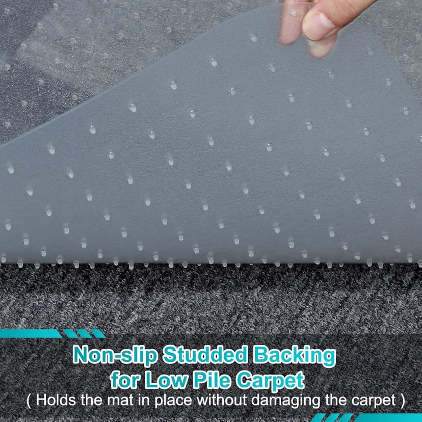Office Chair Mat for Carpets, 48"x 36" Heavy Duty Clear Plastic Floor Protector, Non-Slip Computer Desk Chair Mat for Low Pile Carpeted Floors, Smooth Rolling Carpet Chair Mat for Home Office