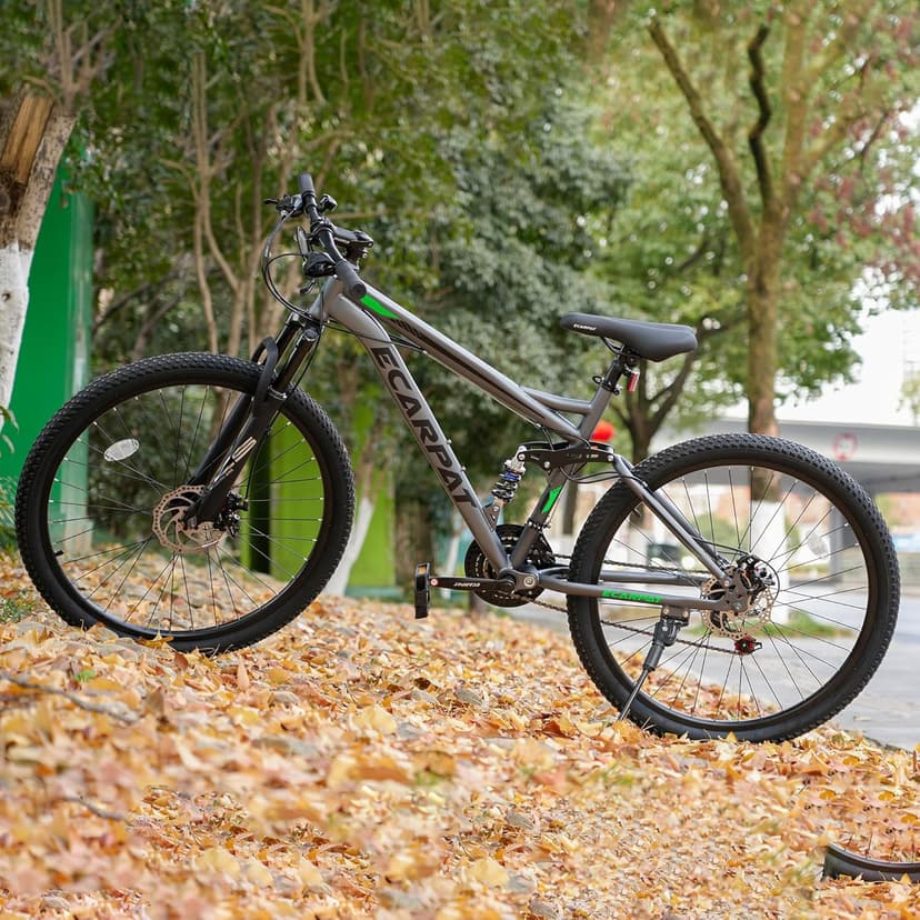 Ecarpat 24/26/27.5 Inch Mountain Bike, Full/Front Suspension Mens Boys Mountain Bike with 21 Speed Steel Frame and Dual Disc Brakes, Adult Sport Bicycle for Trail City Road, Gift Choice