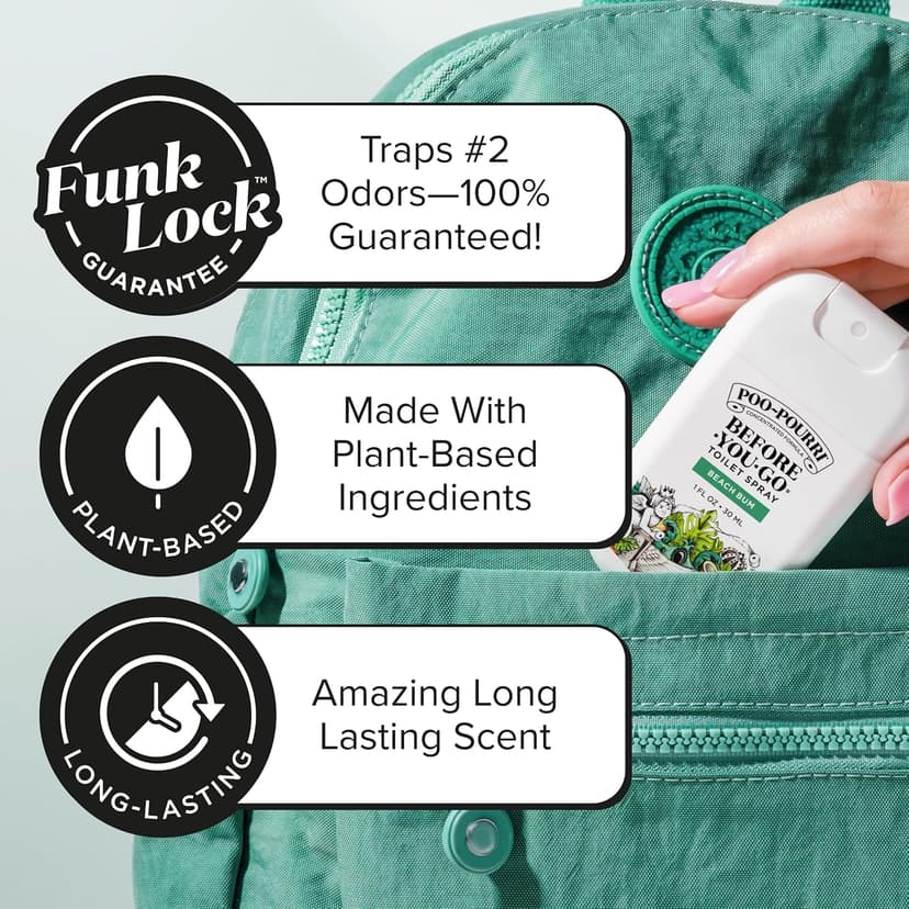 Travel Essentials On-The-Go Bathroom Odor Deodorizer with Essential Oils, Up to 50 Uses, TSA Approved, Coconut Orchid Scent Poo-Pourri Before-You-Go Pocket Toilet Spray, Beach Bum, 1 Fl Oz B0CRQQ8TYB