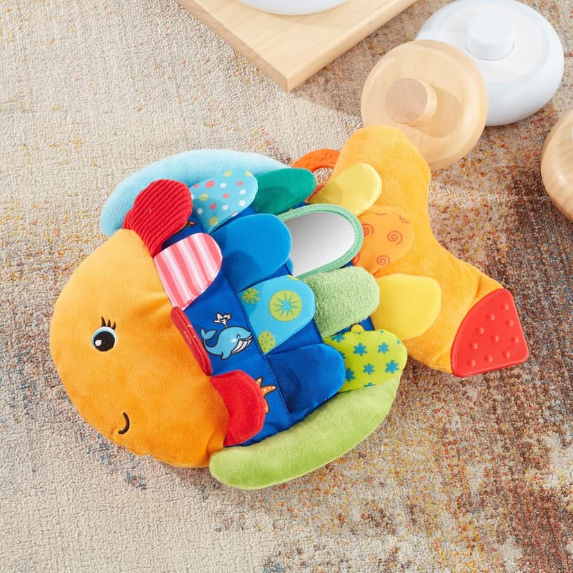 Melissa & Doug K’s Kids, Flip Fish Stuffed Animal, Soft Baby Book, Multi-Textured Squeaking & Crinkling Infant Sensory Toys for Babies with Baby Mirror, Tummy Time Toys for Infants Ages 0–9 Months