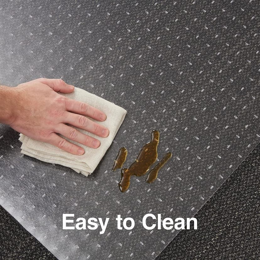 Staples Office Chair Mat, Clear Floor Mats with Lip, Flat-Pile Carpets, Extended Under-Desk Coverage, 53 x 45 Inch, Smooth Glide