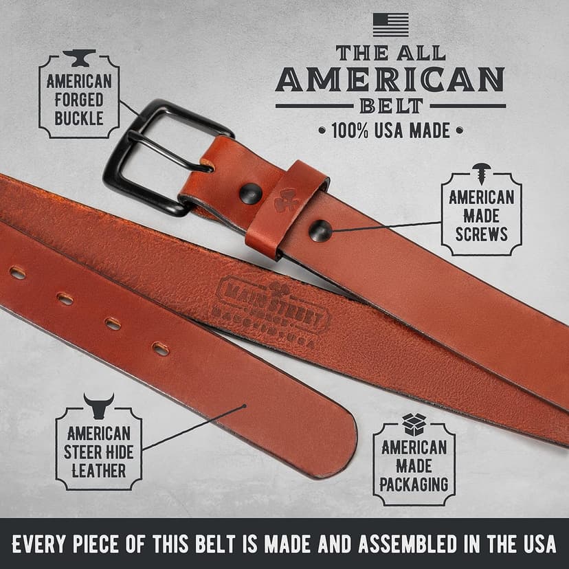 Main Street Forge All American Leather Belt | Made in USA | Men's Heavy Duty Work Belt | EDC Belt