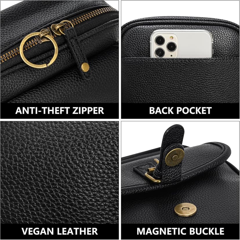 Pelimoo Small Crossbody Bags for Women Vegan Leather Messenger Purses, Vintage Wallet Anti Theft Shoulder Handbags with Card Slots