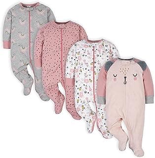 Gerber baby-girls 4 Pack Sleep N' Play Footie