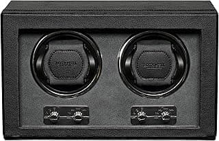 ROTHWELL ROTHWELL Double Watch Winder for Automatic Watches with Quiet Motor with Multiple Speeds and Rotation Settings (Black/Grey)