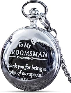 FJ FREDERICK JAMES Wedding Pocket Watches for Groomsman, Best Man, Groom, Father of the Bride & Groom I Silver Engraved I Complete Their Wedding Attire B07F63XPXK
